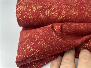 Patchwork stof - mørk rød med splash effekt i guld